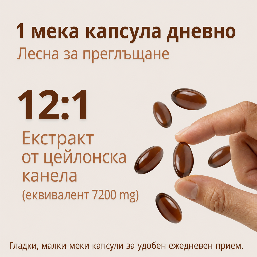 ZAVILI® Цейлонска канела 12:1 с MCT масло — 30 капсули